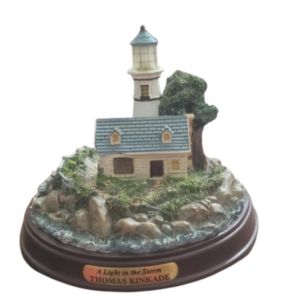 Thomas Kinkade Lighthouse Sculpture "A Light In The Storm"